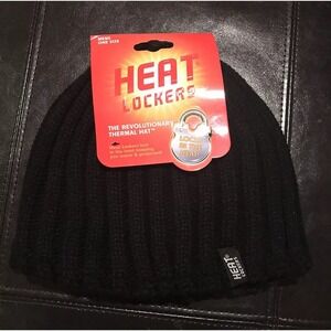 Heat Lockers Mens Thermal Knit Winter Hat Beanie Black Faux Fur Lined MLOH91OBLK